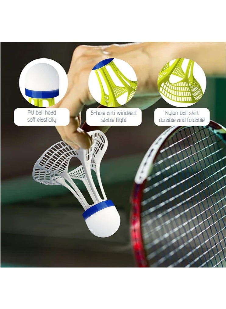 الوجبة 6 كرات ريشة طائرة مقاومة للرياح، كرات ريشة طائرة، صفراء وبيضاء برأس مزدوج من الفلين الناعم، كرات ريشة عالية المرونة للتدريب في الهواء الطلق، والألعاب العائلية، والأنشطة المدرسية - Image 4